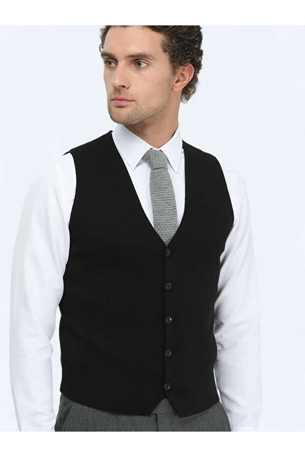 Siyah Triko Yelek - 3