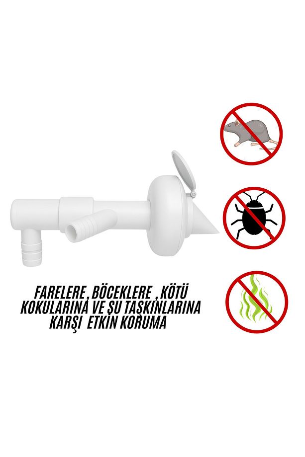 Çift Girişli Gider Çekvalf Adaptörü Ø50 mm | Çamaşır Bulaşık Makinesi Koku ve Haşere Önleyici - 2