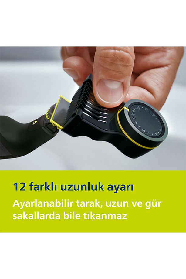 OneBlade Pro QP6542/10 Yüz +Vücut Şekillendirici, 12 Uzunluk Ayarı, Islak ve Kuru Tıraş - 6