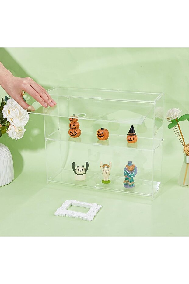 Acrylic Display Case 2 Tier Transparent Display Case for Collections Holder 30.5 x 9.5 x 26.5 cm - 3