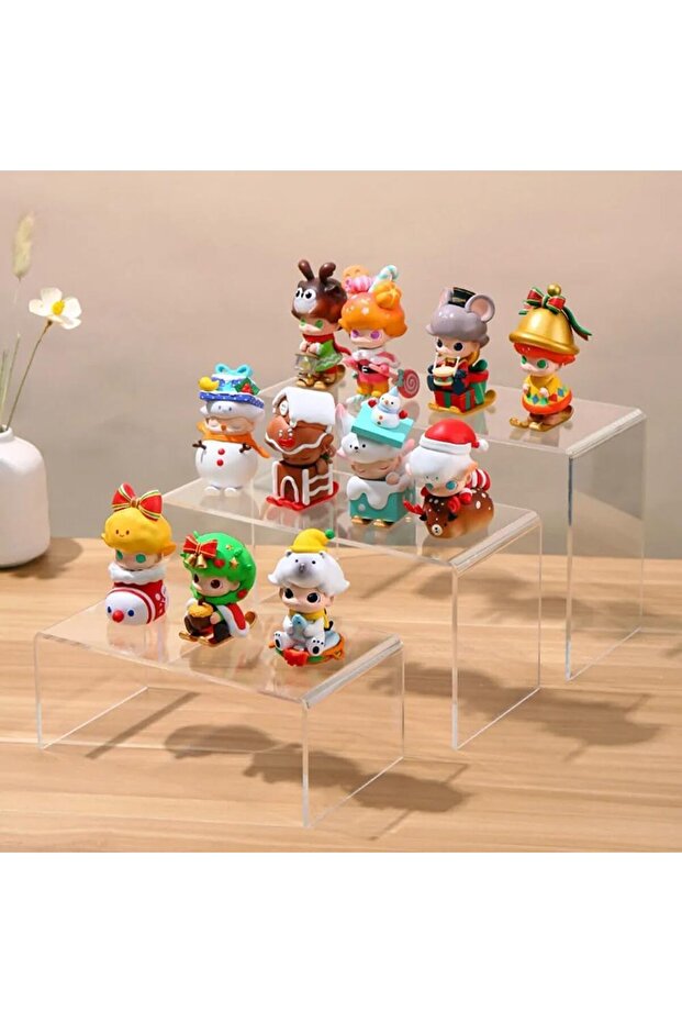 8 PCS Acrylic Risers for Display, 4-Tier Clear Display Stand Risers (Large Rectangle) - 2