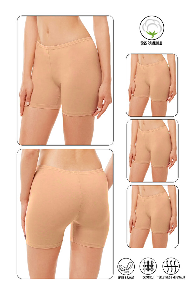 Özkan 26591 3-Pack Women's Cotton Lycra Single Jersey Flexible Comfortable Intermediate Size Above Knee Short Tights Shorts Boxe