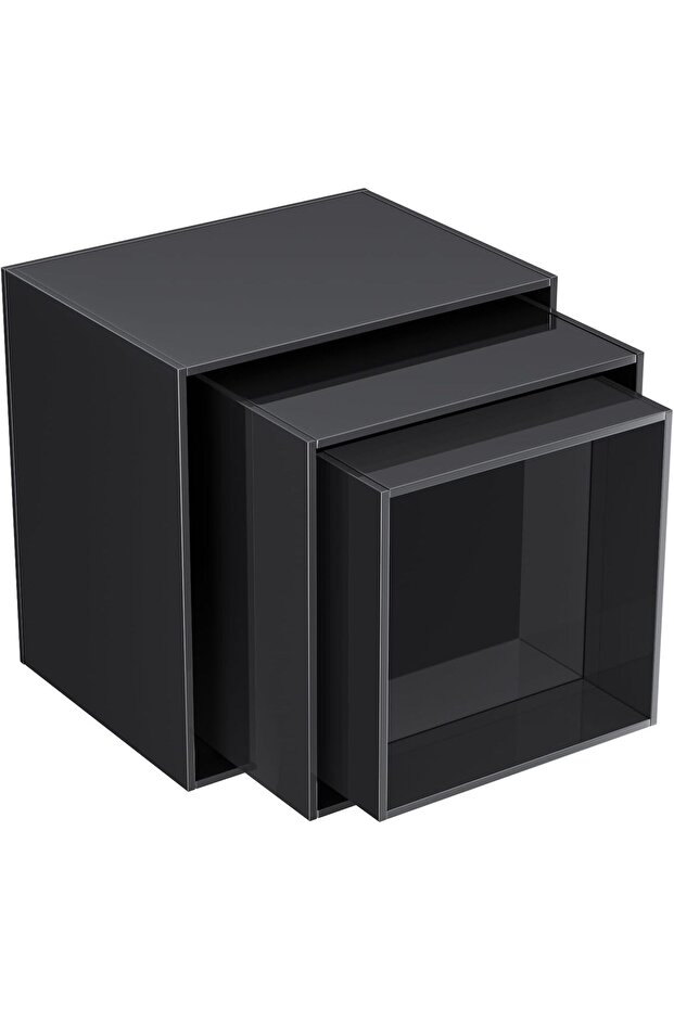 Acrylic Cube Display Nesting Risers with Hollow Bottoms 3PCS 6'' x 7'' x 8'' (Black) - 5