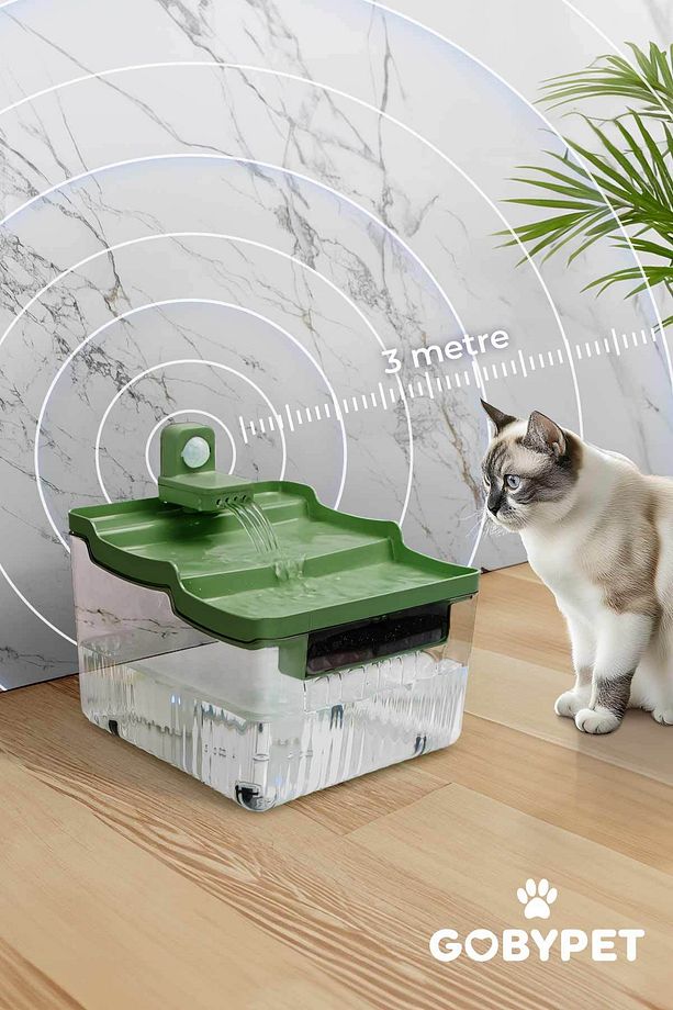 Hareket Sensörlü Sessiz Kedi Su Sebili, Sensörlü Kedi Su Pınarı, Kedi ve Köpek Su Sebili - 1