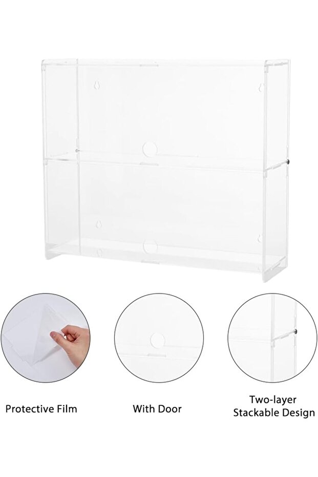Acrylic Display Case 2 Tier Transparent Display Case for Collections Holder 30.5 x 9.5 x 26.5 cm - 6