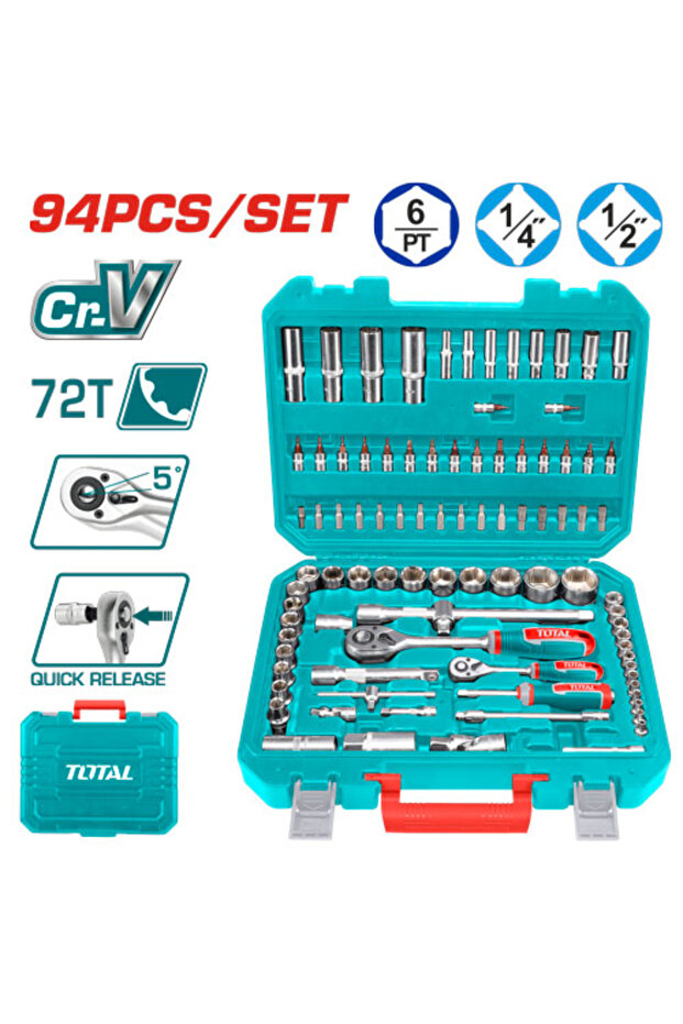 طقم حبوب شنطة بلاستيك 1/2"&1/4" 94pcs/set