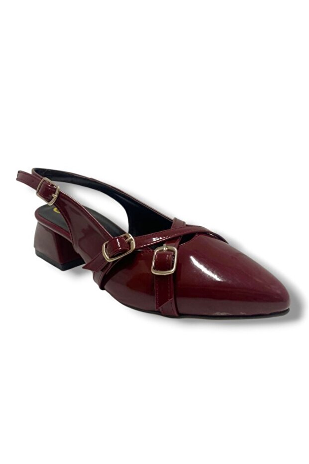 M901-25 Patent Leather Banded Square Heel Women's Shoes
