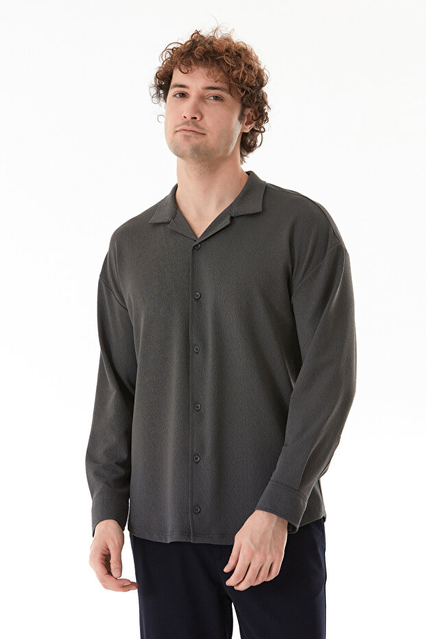 Basic Düğmeli Likralı Gömlek - 1