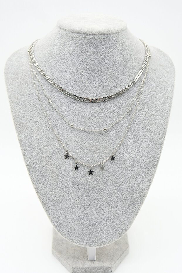 Triple Chain Model Star Necklace