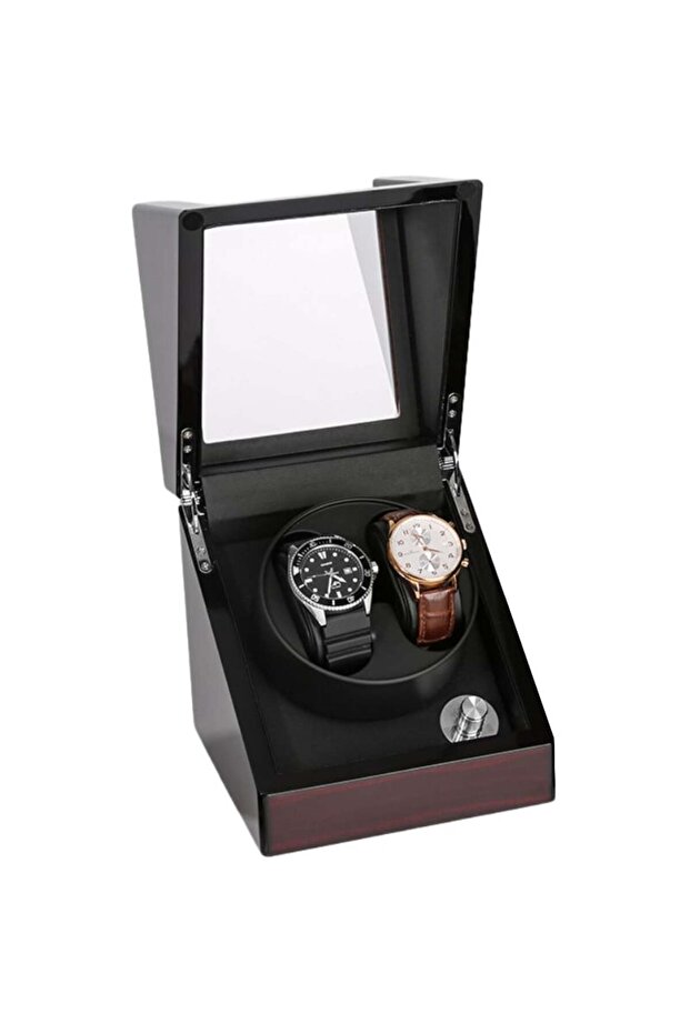 Watch Winder 2, 4 Προγράμματα, Μαύρο Μαόνι - 5