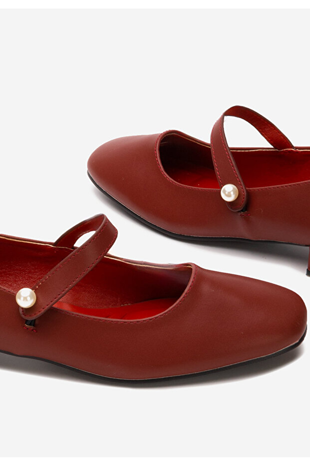 Jenelle red low-heeled shoes - 5