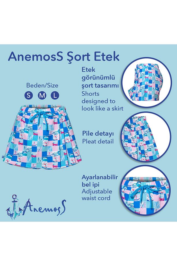 Harmoni Kadın Şort Etek – Lastikli Bel, Bağcıklı Ve Esnek Kumaşlı Yazlık Skort - 6