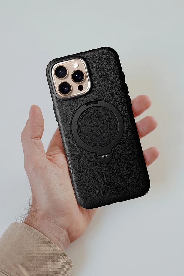 iPhone 16 Pro Max Kılıf Magsafe Deri Kapak Halkalı Standlı Vapor Clasic - 5