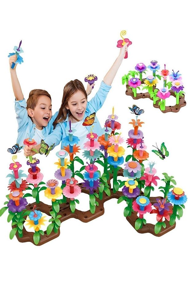 52 Parça Bahçe Çiçek Yapım Seti Yapı Blokları Yapboz Bul Tak Puzzle Eğitici Oyuncak Çiçek Bahçesi - 6