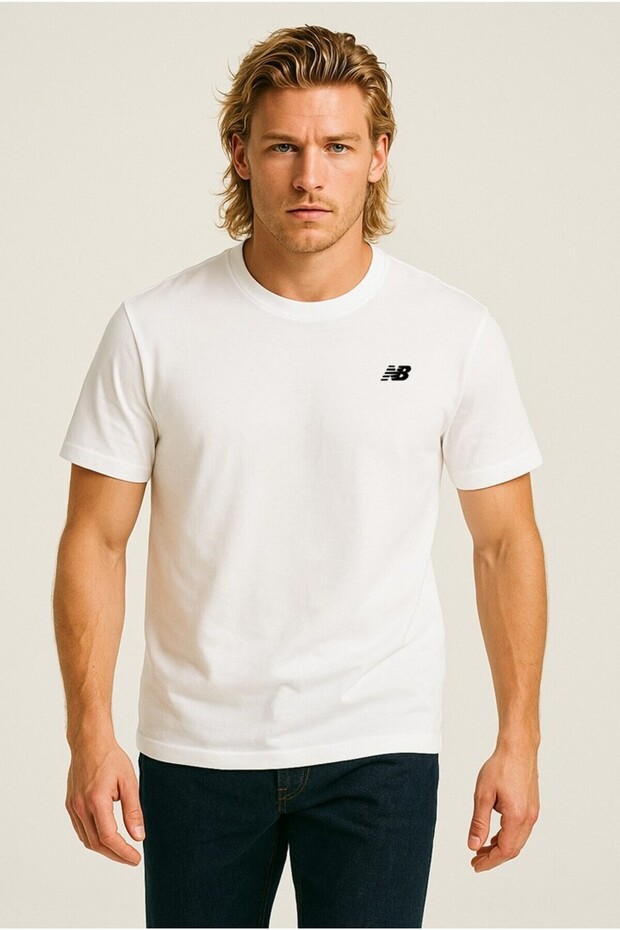 Nb Classic Basic Logo Erkek Beyaz Tshirt - 1