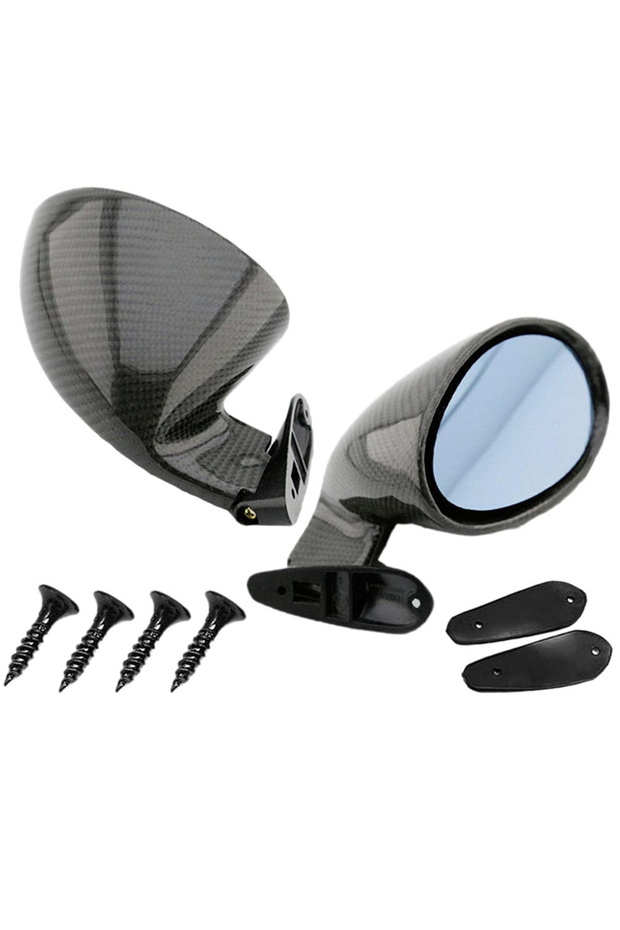 Blue Carbon 2x California Style Car Racing Side Wing Mirror Universal Classic Retro Bullet Rearview