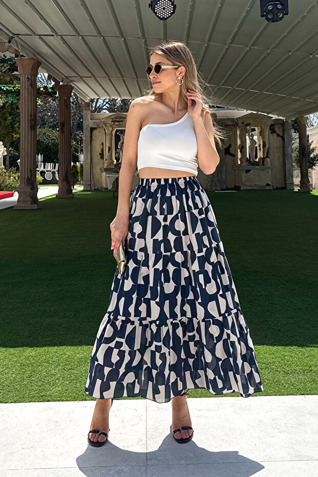 Fusta lungă cu volane de damă - 1