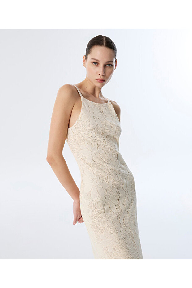 SIRT DEKOLTELİ DANTEL ELBİSE - 5