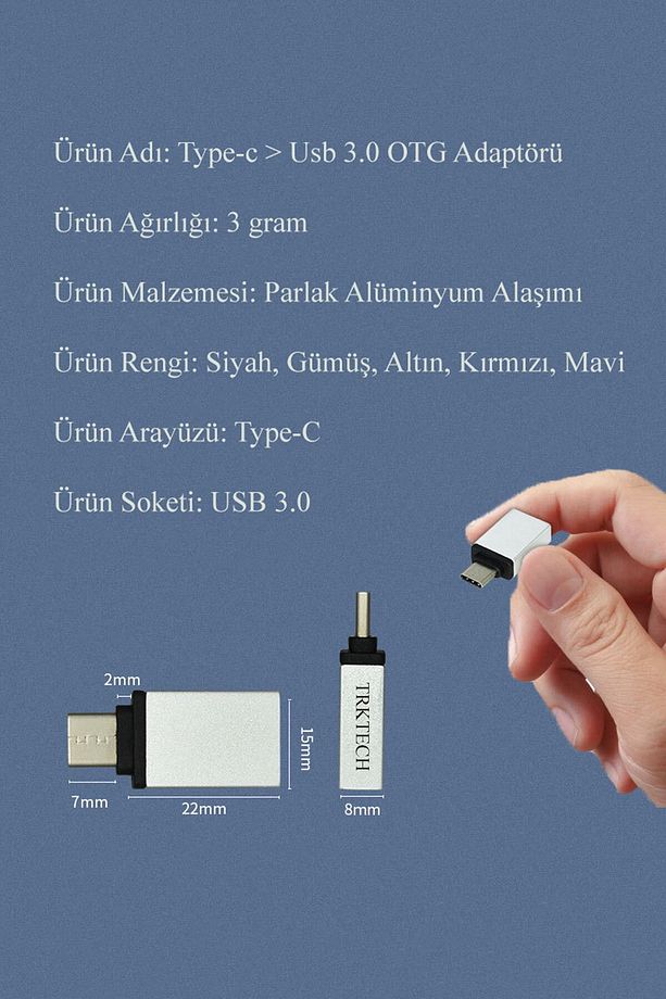 Type-c To Usb 3.0 (YÜKSEK HIZLI) Veri Aktarımı Otg Çevirici Dönüştürücü Adaptör - 2