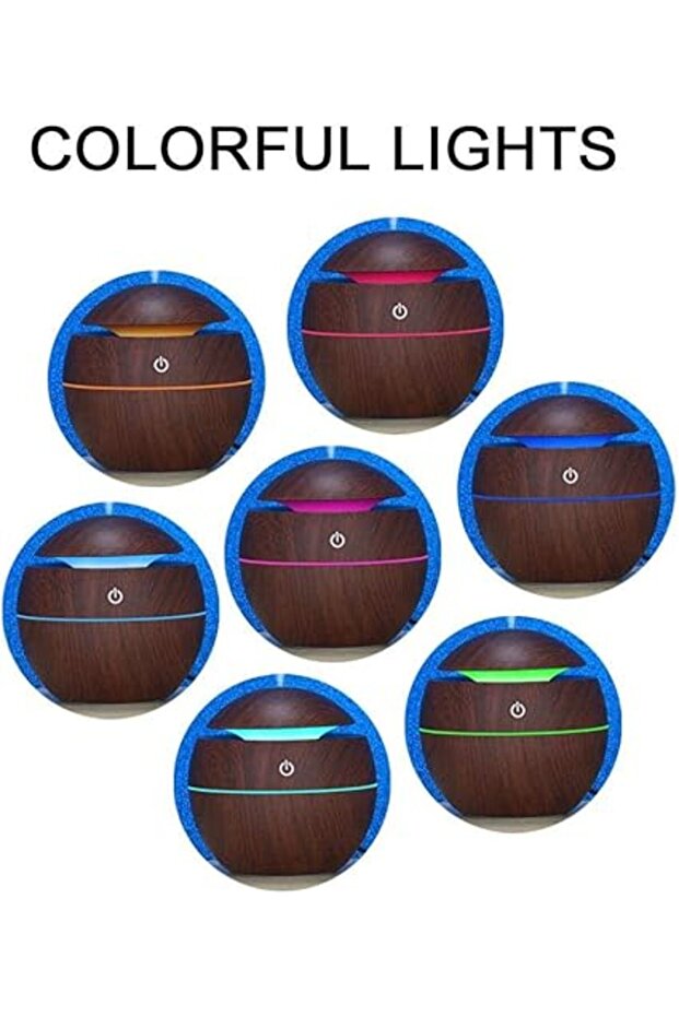 Macvi® UM-06 Aromatherapy Humidifier Diffuser, with 7 LED Colors, USB, 130 ml, Round, Brown - 3