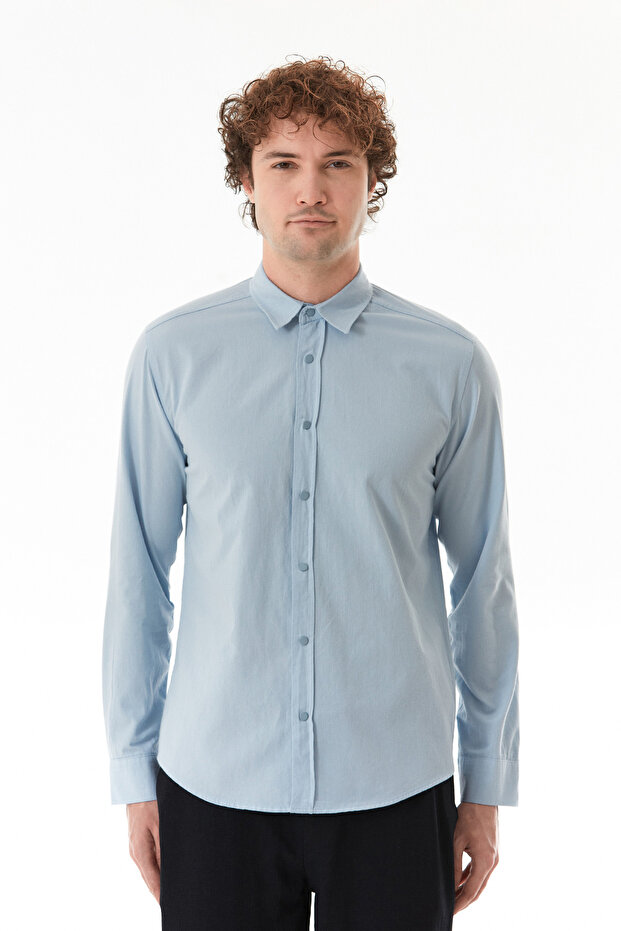 Basic Çıtçıtlı Gabardin Gömlek - 6