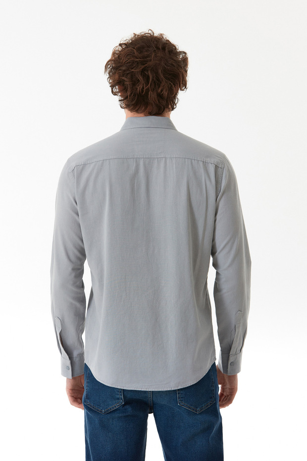 Basic Çıtçıtlı Gabardin Gömlek - 4