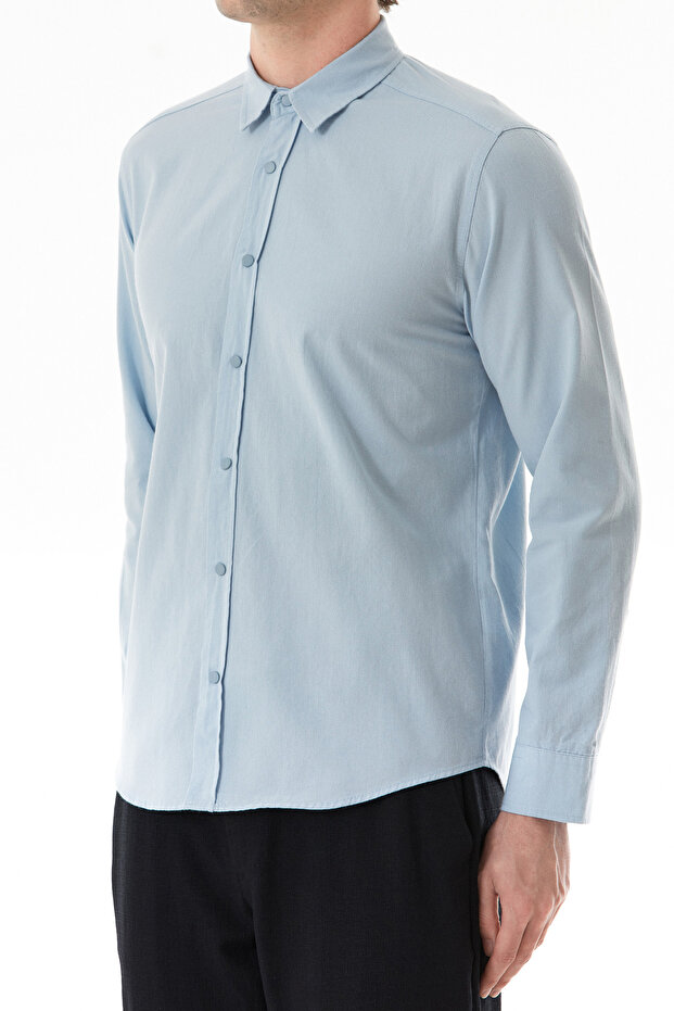 Basic Çıtçıtlı Gabardin Gömlek - 5
