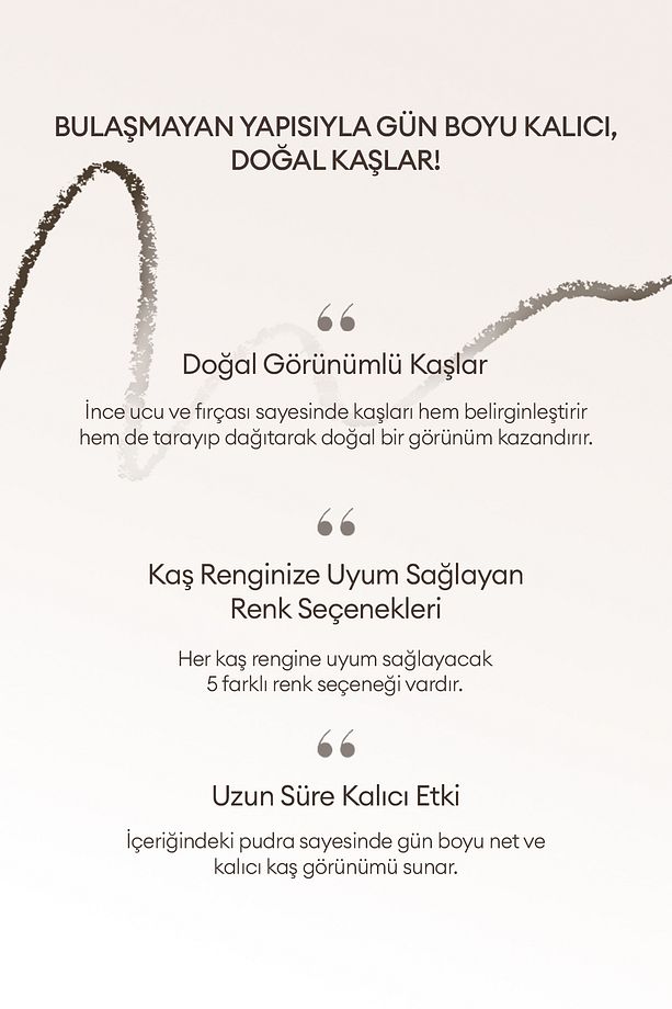 Bulaşmayan Kalıcı Doğal Kaş Kalemi Smudge Proof Wood Brow No.5 (LİGHT BROWN) - 3