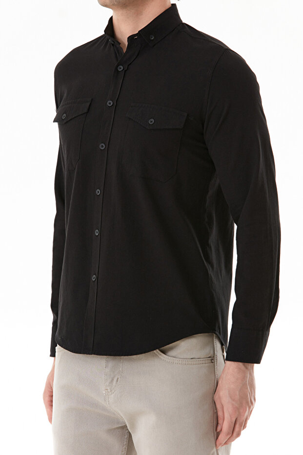 Basic Çift Cepli Gömlek - 5