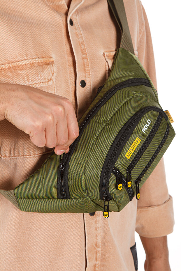 Men's Waist Bag Diagonal Multi-Pocket Waterproof Fabric Chest Cross Headphone Outlet Bag