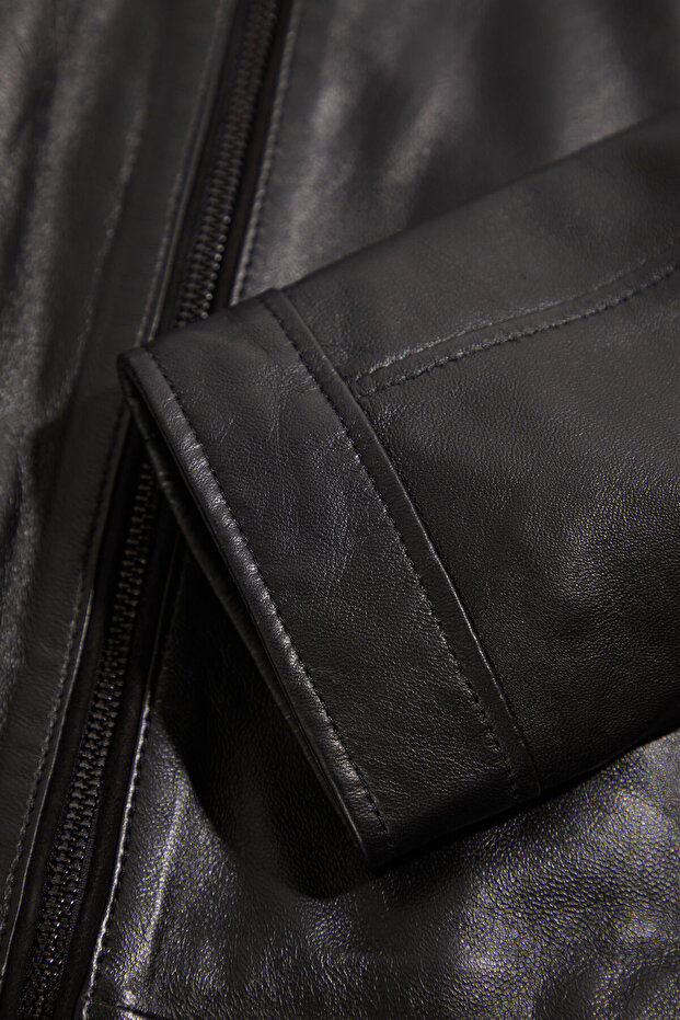 SİYAH FERMUARLI CEKET - 5