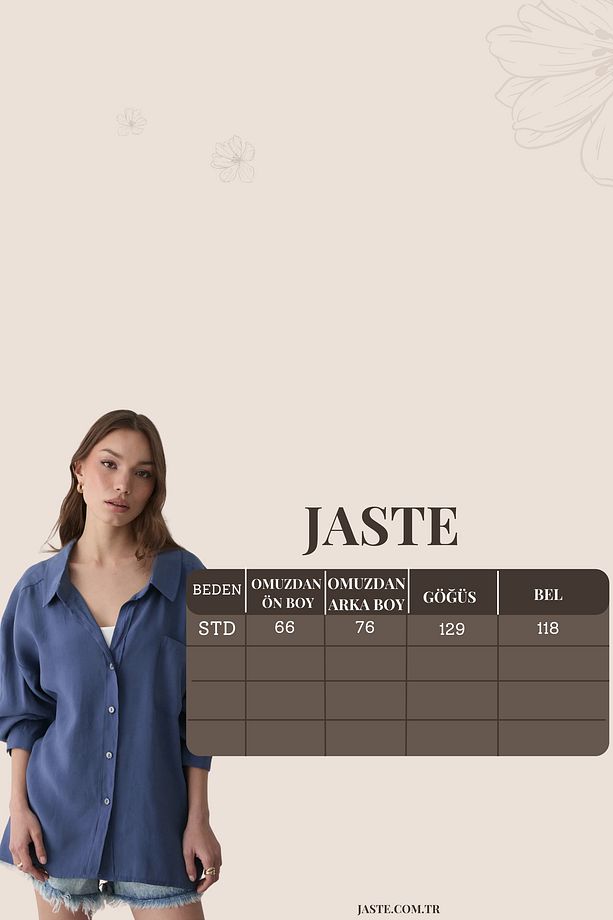 Kadın Siyah Tek Cepli Kumaş Basic Gömlek - 8
