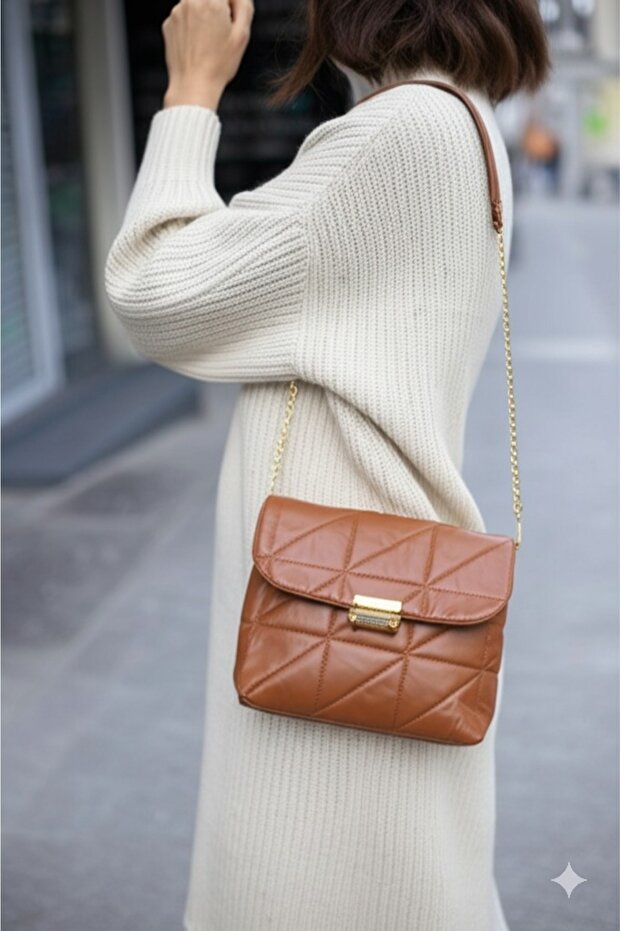 Quilted Patterned Chain Women's Shoulder Bag