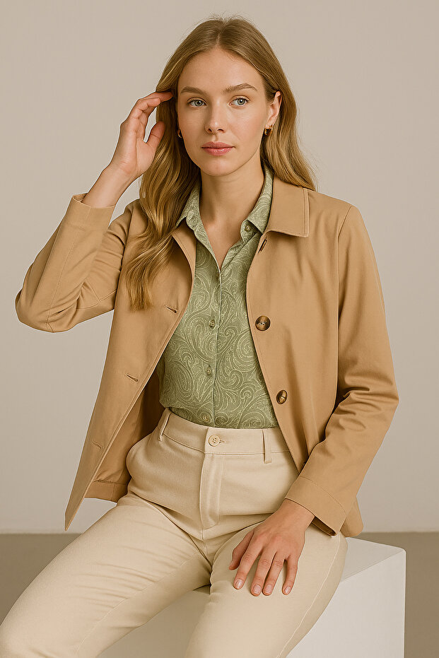 Women's Short Trench Coat Camel