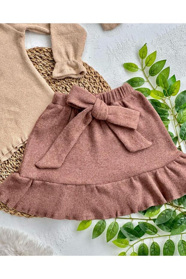 Coffee ribbed skirt set - 8