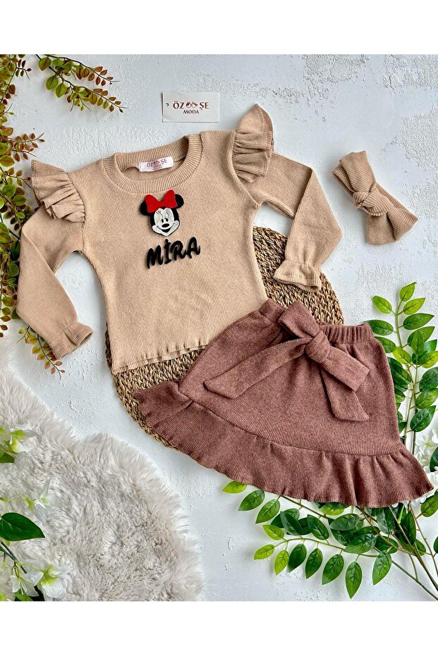 Coffee ribbed skirt set - 7