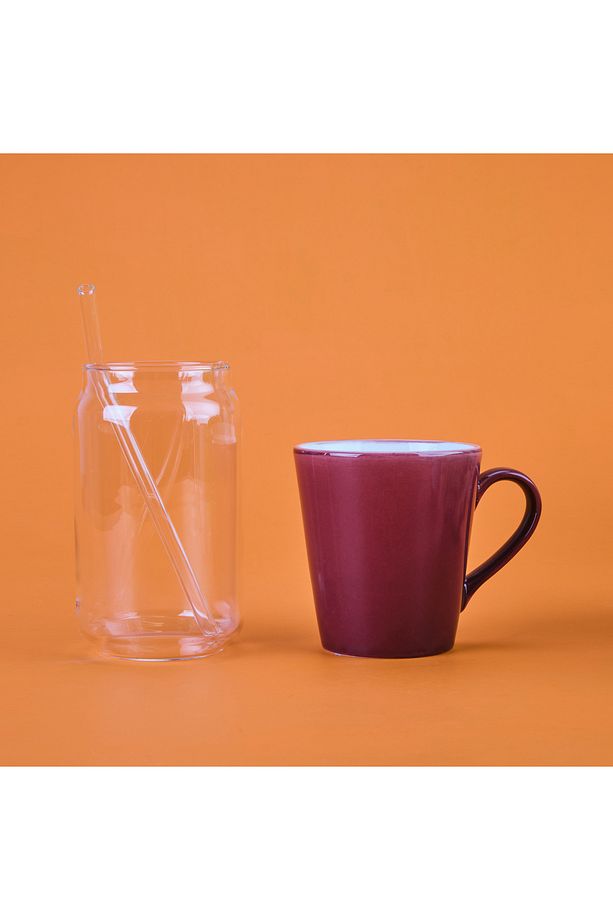 İpek 2'li Pipetli Cam Bardak - Şeffaf - 540 ml - 3
