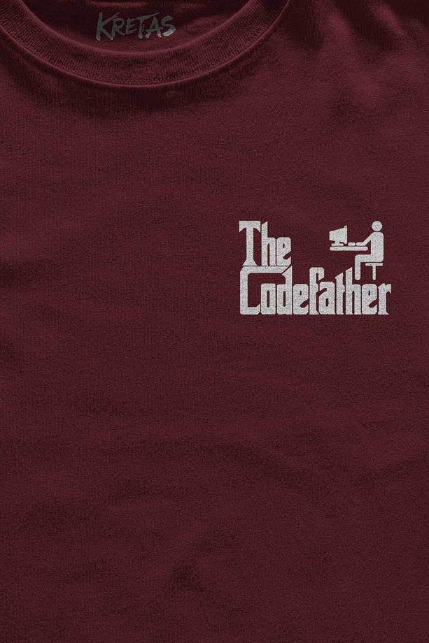 Bordo Tişört The Codefather Godfather Bilgisayar Code Hacker Yazılımcı Baskılı Unisex T-Shirt - 2