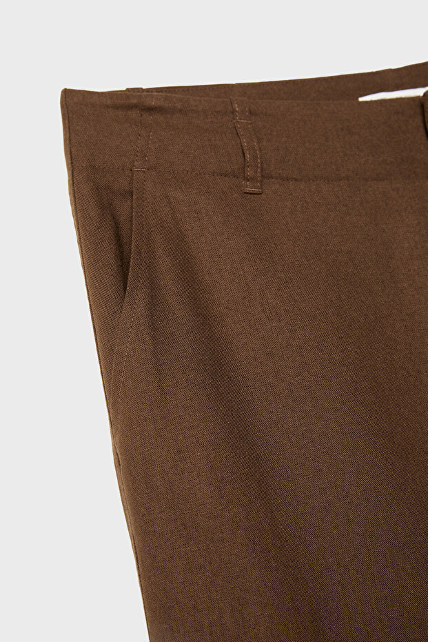 Dökümlü keten karışımlı pantolon - 7