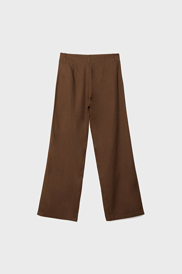Dökümlü keten karışımlı pantolon - 6