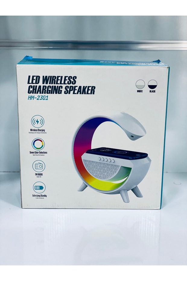 Led Işıklı Kablosuz Şarj Destekli Bluetooth Hoparlör Masa Lambası Wireless Charge Speaker - 3