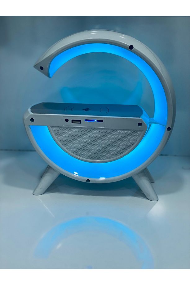 Led Işıklı Kablosuz Şarj Destekli Bluetooth Hoparlör Masa Lambası Wireless Charge Speaker - 2