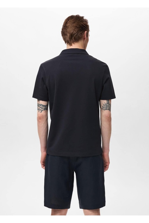 Pamuklu pike polo gömlek - 4