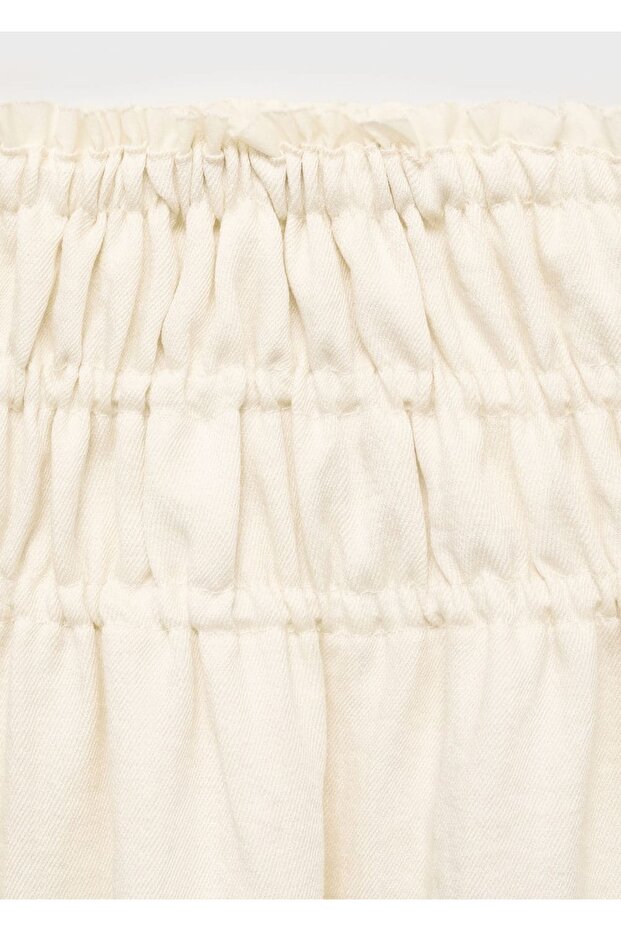 Büzgülü panelli midi etek - 7