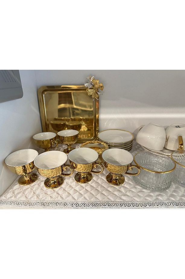 Krem 30 Cm X 10 Mt Fransız Güpür Lüks Saten Kapitone Raf Örtüsü / Çekmece Örtüsü / Dolap Içi Örtü - 8