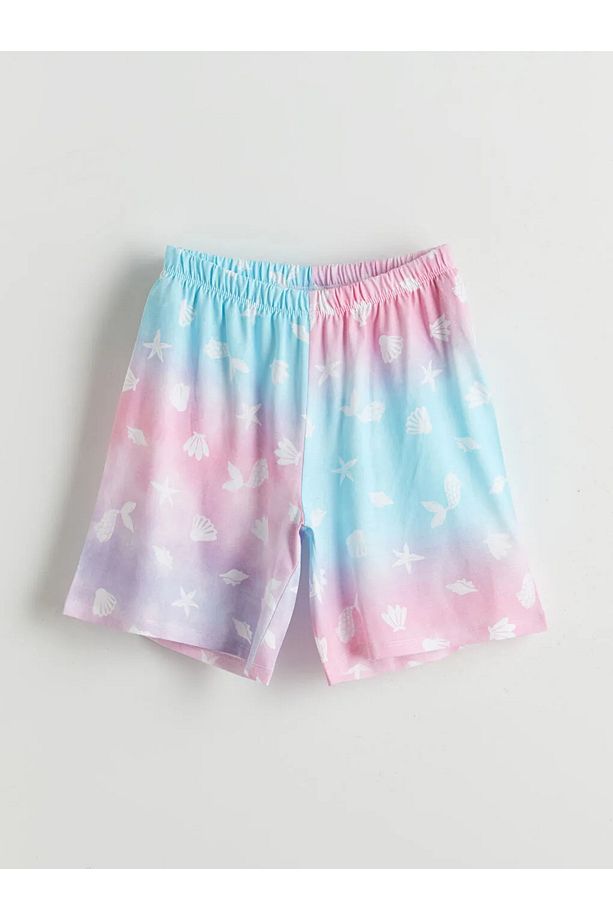 LCW Kids Pembe Bisiklet Yaka Kız Çocuk Şortlu Pijama Takımı - 4
