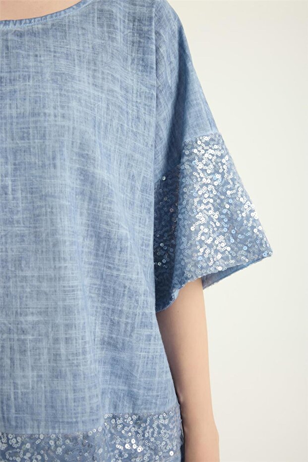 Payetli Kısa Kol Bluz - 4