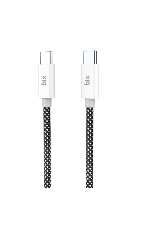 T2CC Type-C إلى Type-C كابل PVC مضفر 60 وات بطول 1 متر، أسود