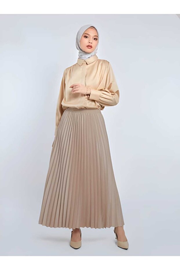 Deri Görünümlü Piliseli Etek - 1