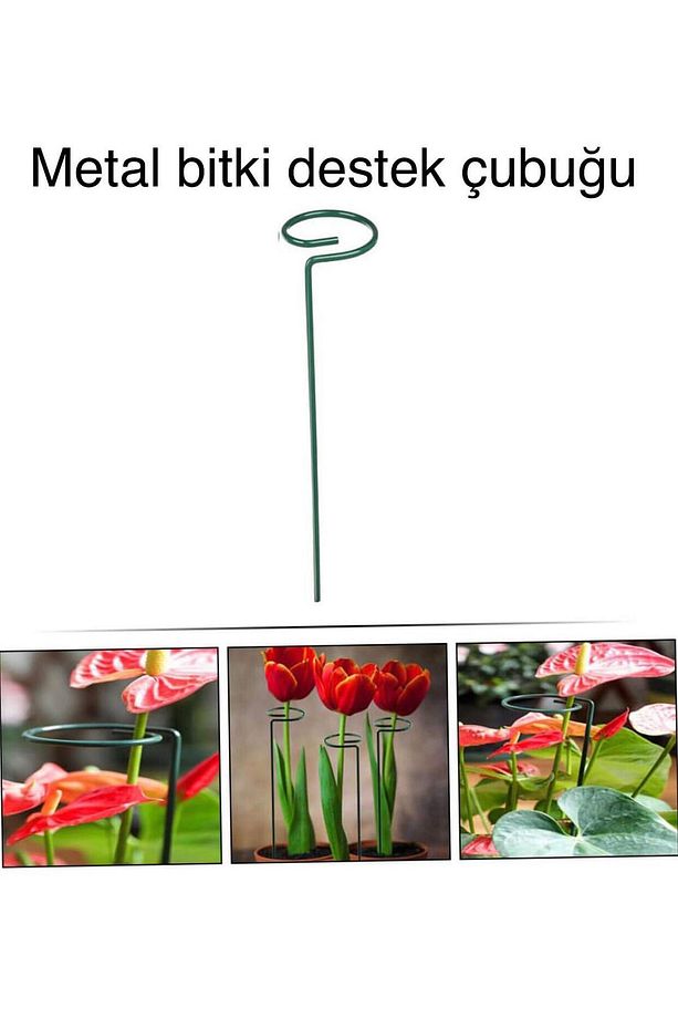 2 Adet metal bitki destek çubuğu saksı çiçek fidan dal sarmaşık destek çubuğu - 1